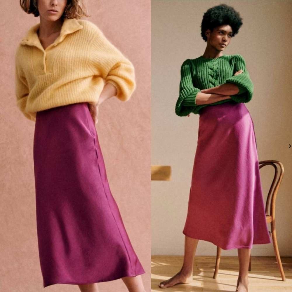 Sezane Magenta Midi Skirt - Picture 2 of 3